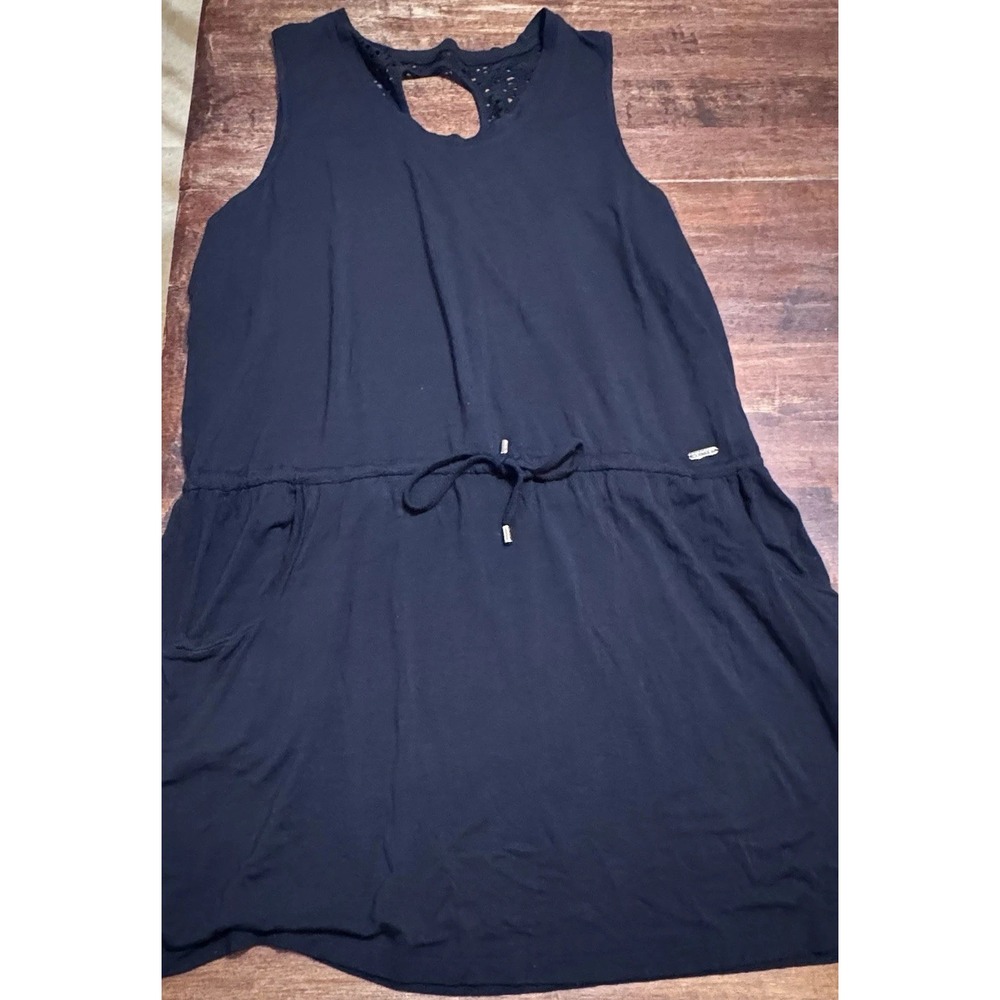 Calvin Klein Women's Crochet Trim Back Dress Swim Cover-Up in Black size L/XL